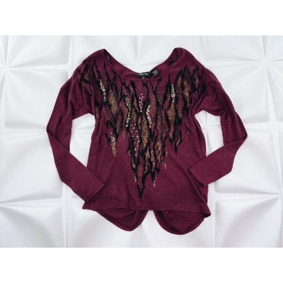 Miss Me Sz S Womens Tribal Beaded Embellished Gathered Ruched Blouse Top Aztec - Picture 2 of 10